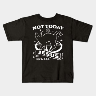 Not Today Jesus - Black Cat  Halloween Goth Kids T-Shirt